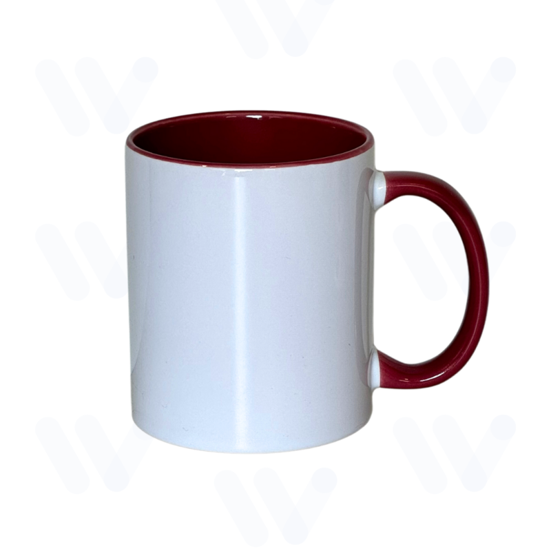 Caneca Branca para Sublimação com Alça e Interior Bordô