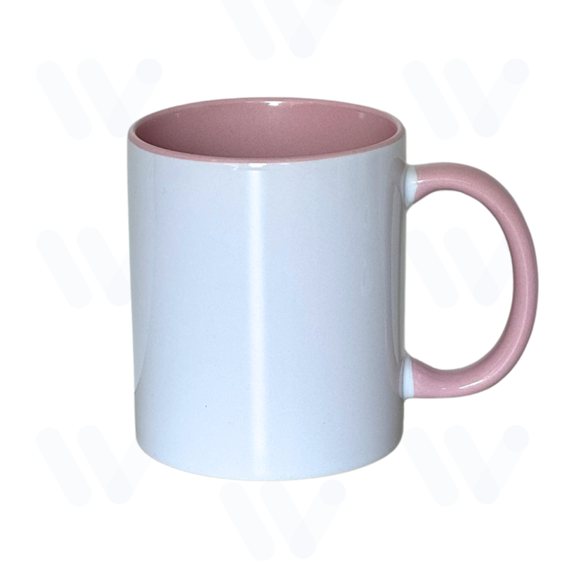 Caneca Branca para Sublimação com Alça e Interior Rosa