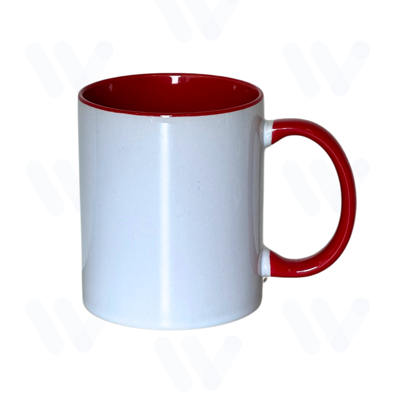 Caneca Branca para Sublimação com Alça e Interior Vermelho