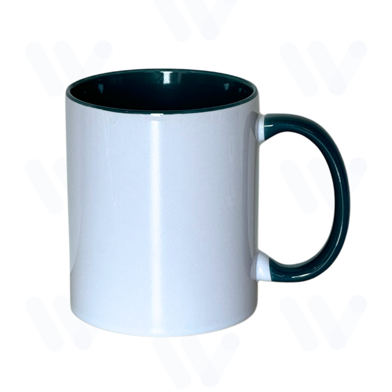 Caneca Branca para Sublimação com Alça e Interior Verde Musgo