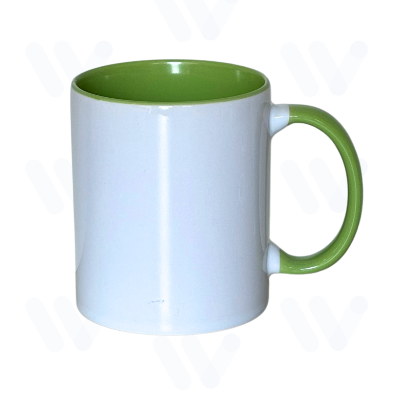 Caneca Branca para Sublimação com Alça e Interior Verde Claro