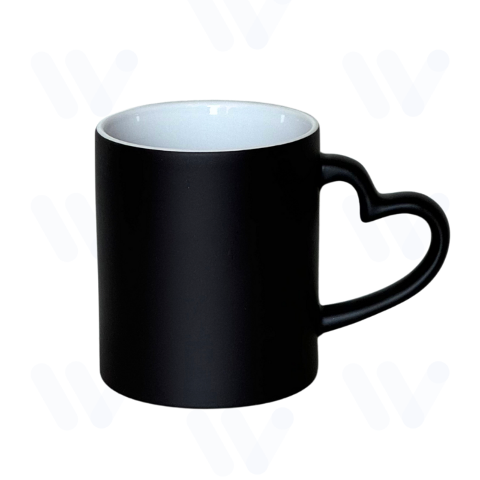 Caneca Mágica Love alça de coração Preta Fosca para Sublimação
