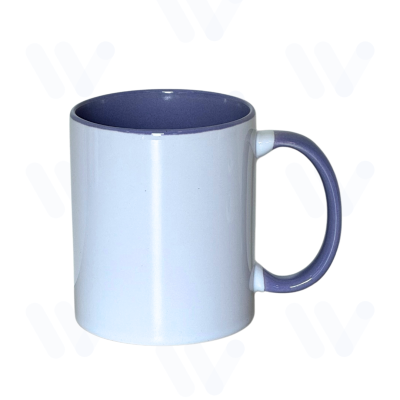 Caneca Branca para Sublimação com Alça e Interior Lilás