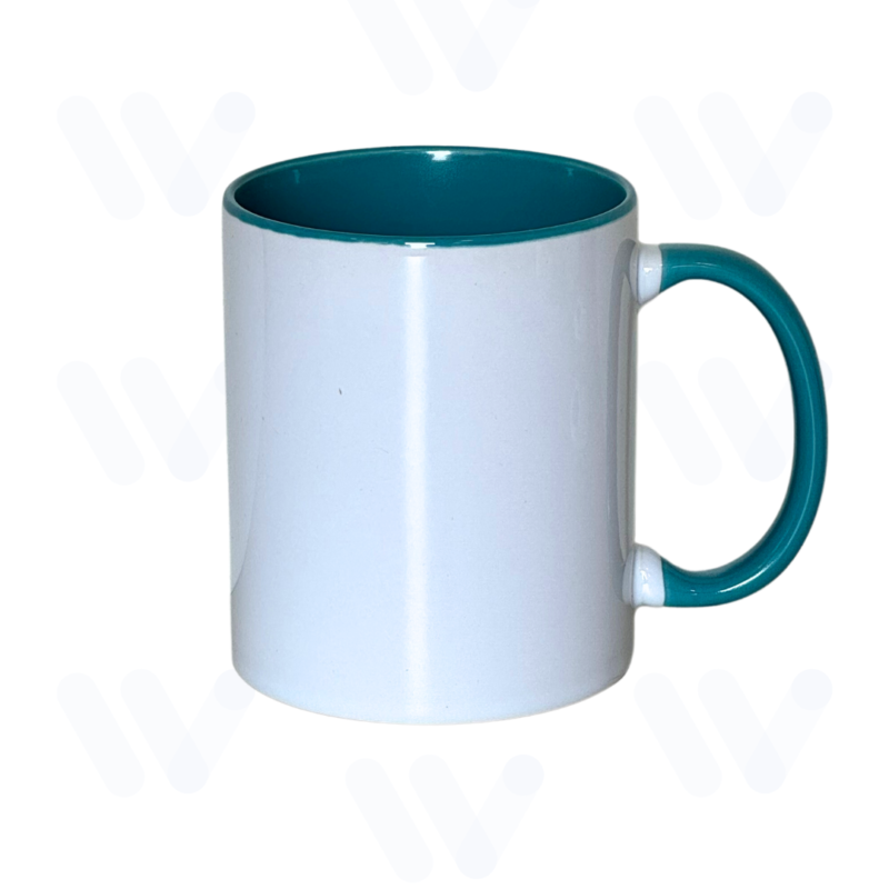 Caneca Branca para Sublimação com Alça e Interior Azul Tiffany