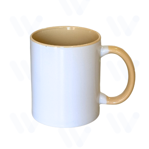 Caneca Branca para Sublimação com Alça e Interior Creme