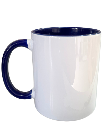 Caneca Branca para Sublimação com Alça e Interior Azul Royal