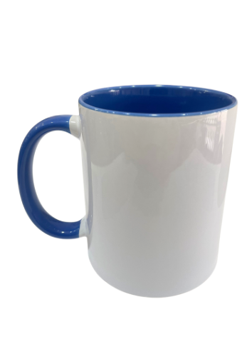 Caneca Branca para Sublimação com Alça e Interior Azul Turqueza